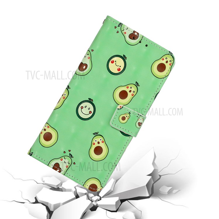 Pattern Printing Leather Case Wallet Cover with Hanging Strap for Huawei P30 Lite / P30 Pro New Edition / Nova 4e - Avocado-7