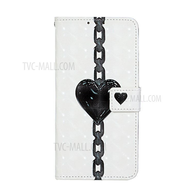 Pattern Printing Leather Case Wallet Cover with Hanging Strap for Huawei P30 Lite / P30 Pro New Edition / Nova 4e - Heart Chain-3