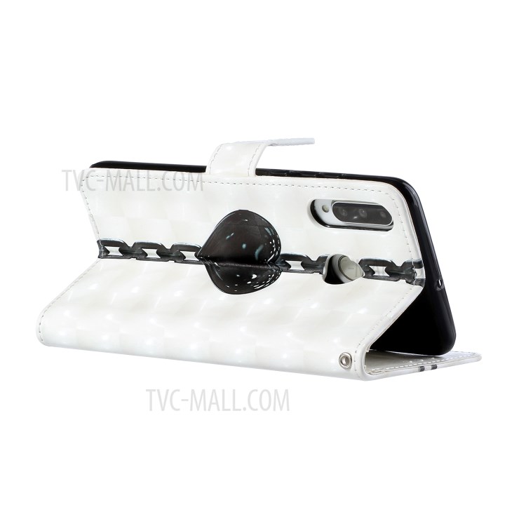 Pattern Printing Leather Case Wallet Cover with Hanging Strap for Huawei P30 Lite / P30 Pro New Edition / Nova 4e - Heart Chain-5
