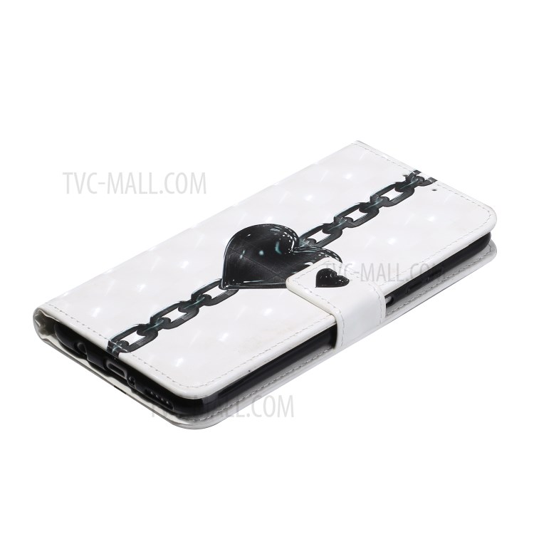 Pattern Printing Leather Case Wallet Cover with Hanging Strap for Huawei P30 Lite / P30 Pro New Edition / Nova 4e - Heart Chain-6