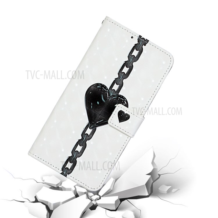Pattern Printing Leather Case Wallet Cover with Hanging Strap for Huawei P30 Lite / P30 Pro New Edition / Nova 4e - Heart Chain-7