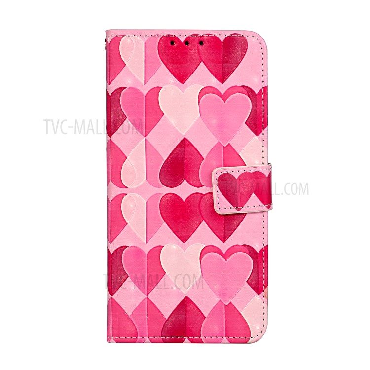 Pattern Printing Leather Case Wallet Cover with Hanging Strap for Huawei P30 Lite / P30 Pro New Edition / Nova 4e - Hearts-3