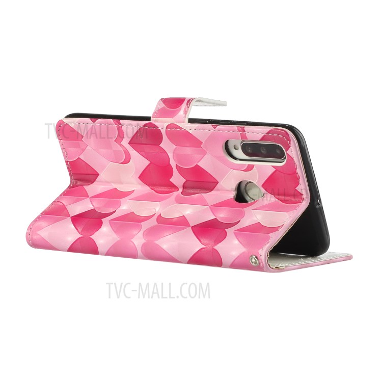Pattern Printing Leather Case Wallet Cover with Hanging Strap for Huawei P30 Lite / P30 Pro New Edition / Nova 4e - Hearts-5