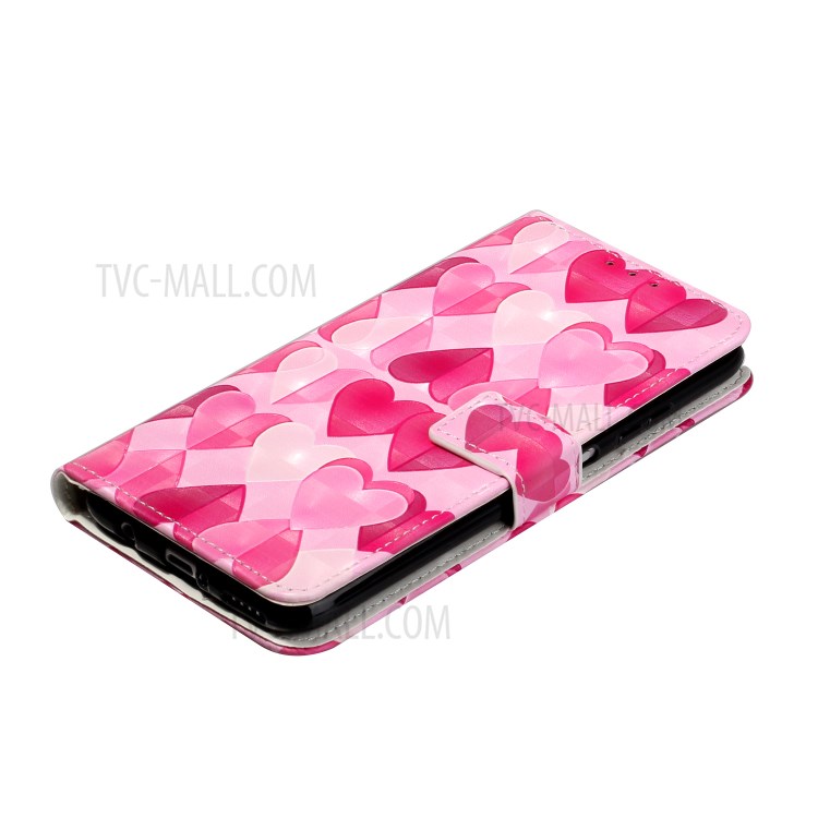 Pattern Printing Leather Case Wallet Cover with Hanging Strap for Huawei P30 Lite / P30 Pro New Edition / Nova 4e - Hearts-6