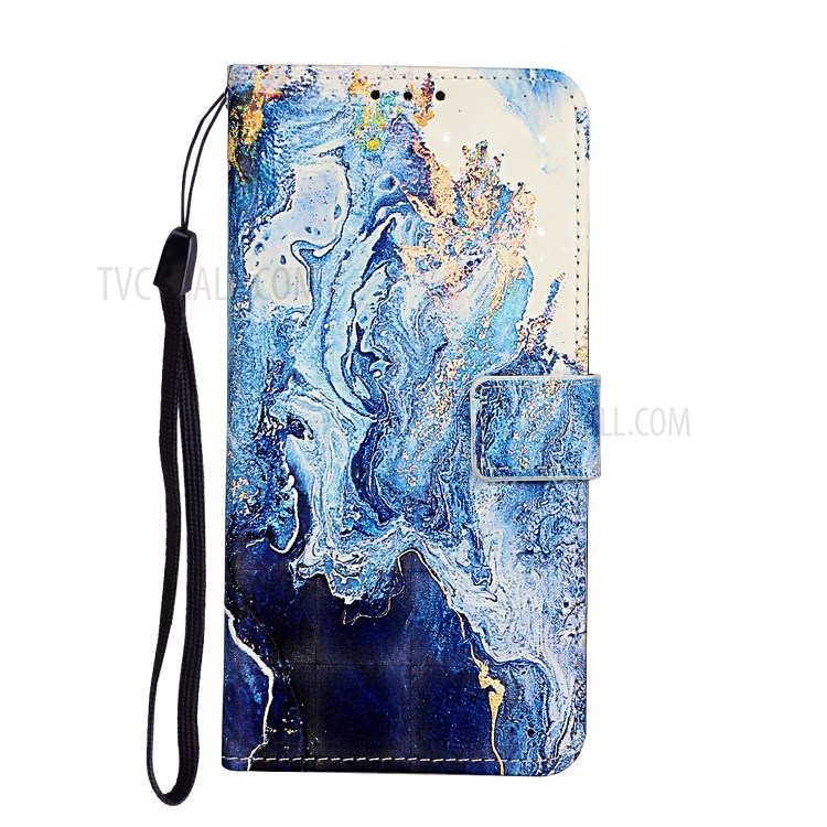 Pattern Printing Leather Case Wallet Cover with Hanging Strap for Huawei P30 Lite / P30 Pro New Edition / Nova 4e - Marbling-2