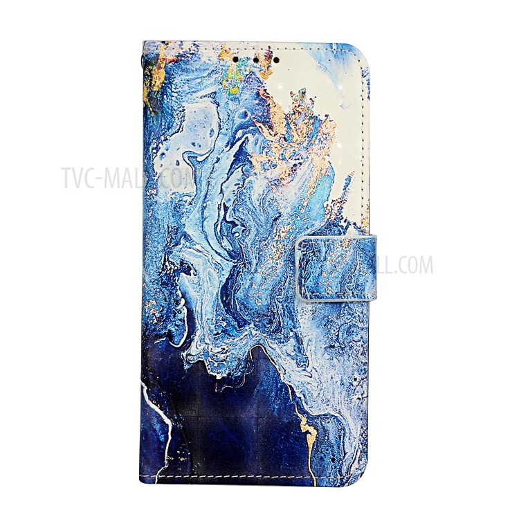 Pattern Printing Leather Case Wallet Cover with Hanging Strap for Huawei P30 Lite / P30 Pro New Edition / Nova 4e - Marbling-3