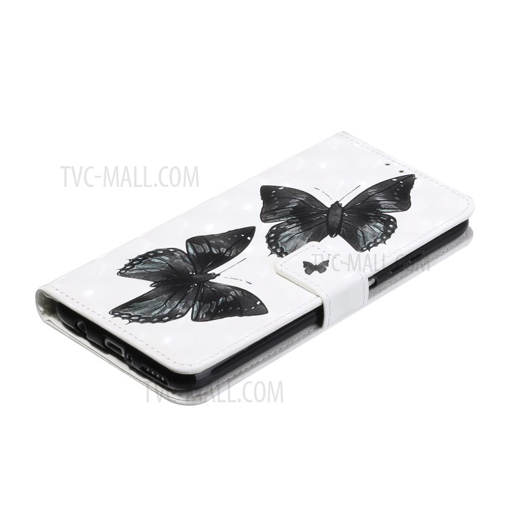 Musterdruck Ledertasche Brieftasche Abdeckung Mit Hängendem Riemen Für Huawei P30 Lite / P30 Pro New Edition / Nova 4E. - Schmetterling-6