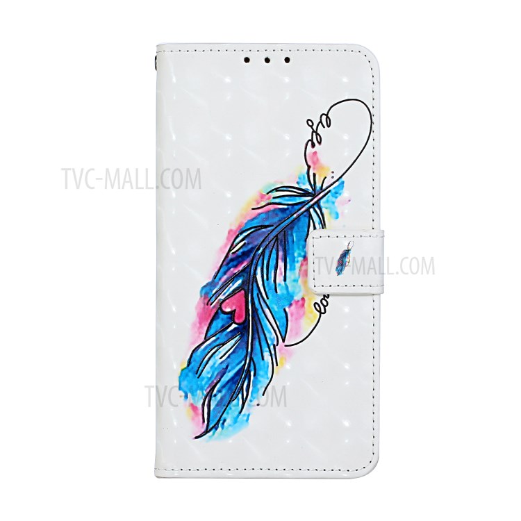 Pattern Printing Leather Case Wallet Cover with Hanging Strap for Huawei P30 Lite / P30 Pro New Edition / Nova 4e - Feather-3