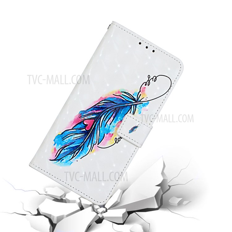 Pattern Printing Leather Case Wallet Cover with Hanging Strap for Huawei P30 Lite / P30 Pro New Edition / Nova 4e - Feather-7