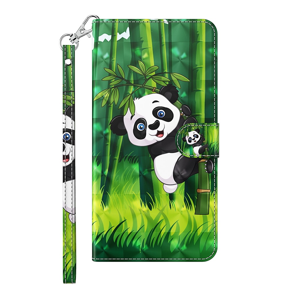 Motif de Décoration de Spot Léger Portefeuille pu en Cuir pu le Cuir de Téléphone Pour Huawei P Smart 2021 / Huawei Y7a - Panda Grimpant en Bambou