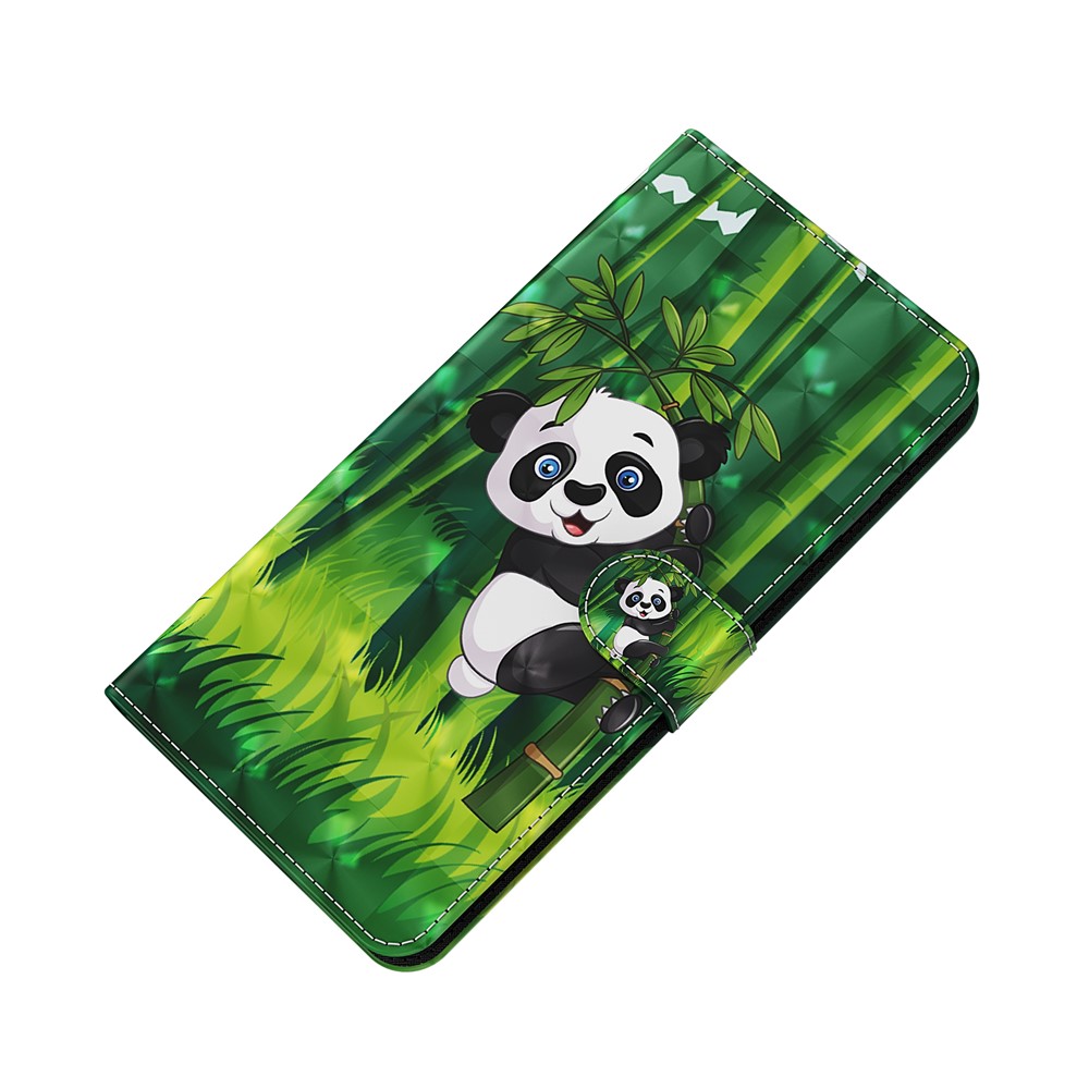 Light Spot Decor Pattern Printing Wallet PU Leather Phone Case for Huawei P smart 2021/Huawei Y7a - Panda Climbing Bamboo-5