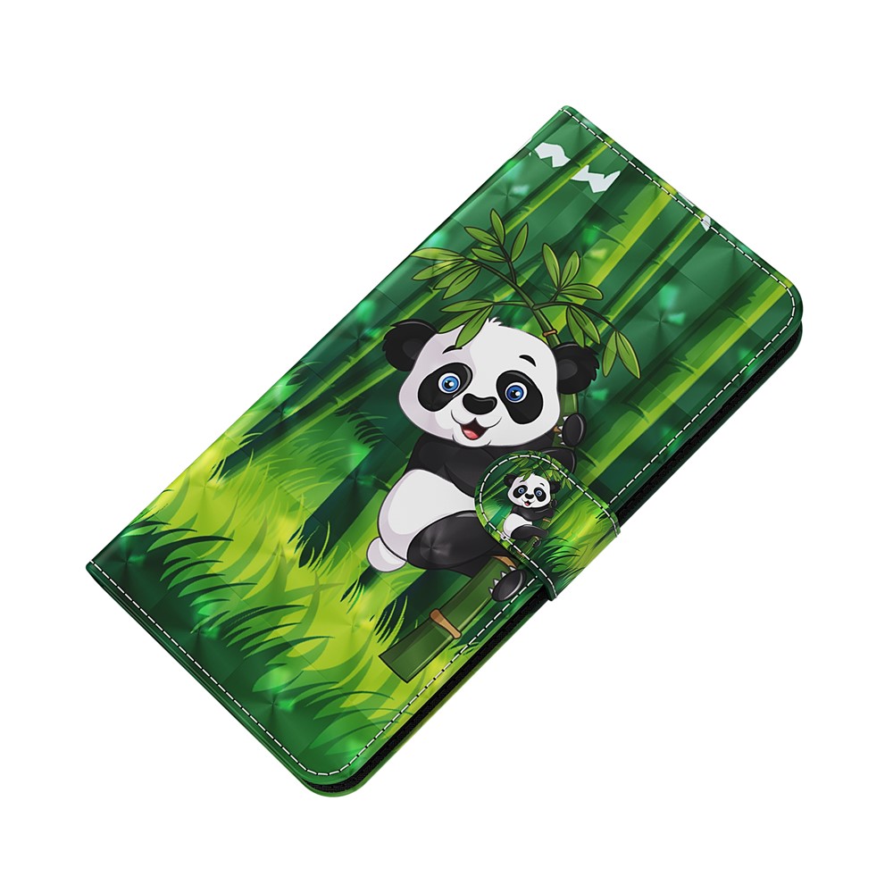 Leichtfleck Dekormuster Druck Brieftasche PU Leder Telefon Hülle Für Huawei P Smart 2021/Huawei Y7a - Panda Climbing Bambus-5