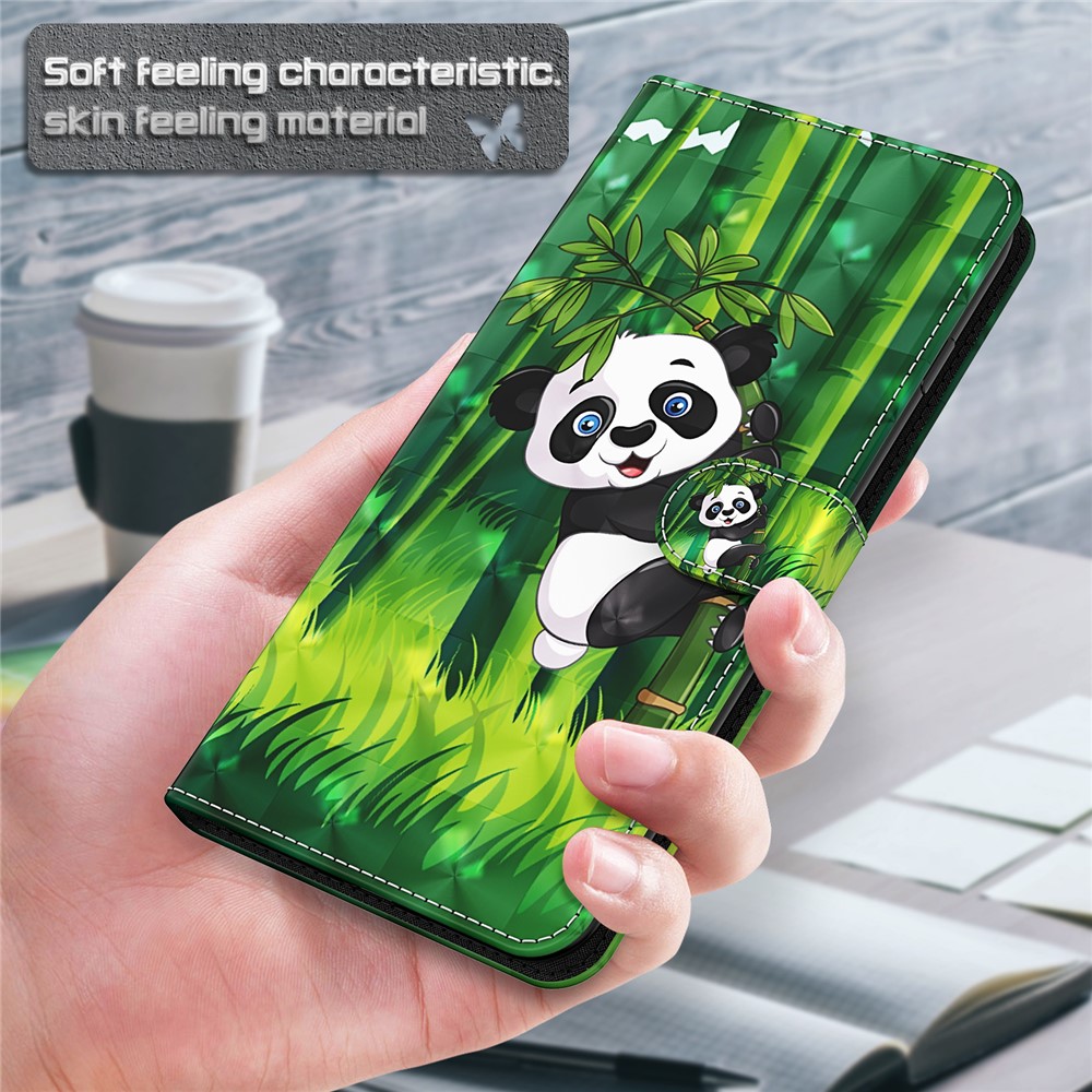 Leichtfleck Dekormuster Druck Brieftasche PU Leder Telefon Hülle Für Huawei P Smart 2021/Huawei Y7a - Panda Climbing Bambus-8