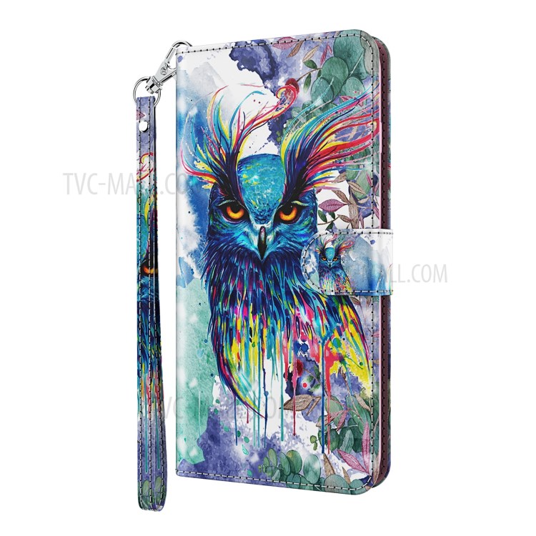 Light Spot Decor Pattern Printing Wallet PU Leather Phone Case for Huawei P smart 2021/Huawei Y7a - Colorful Owl-2