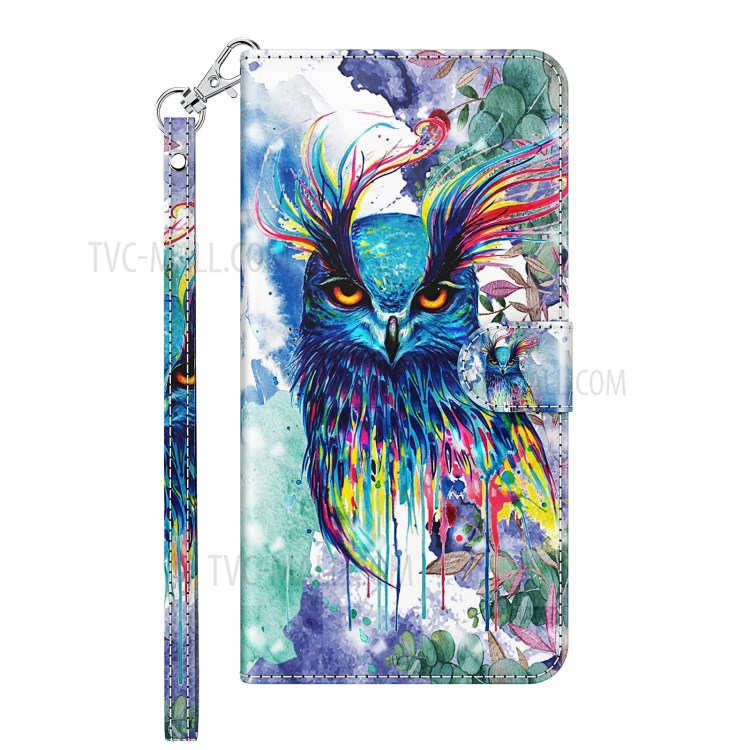 Light Spot Decor Pattern Printing Wallet PU Leather Phone Case for Huawei P smart 2021/Huawei Y7a - Colorful Owl-4