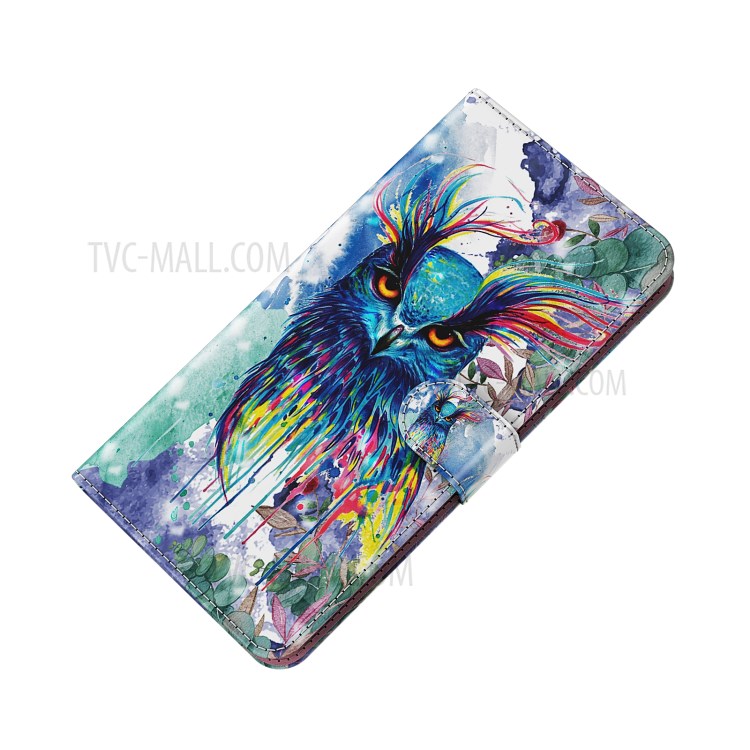 Light Spot Decor Pattern Printing Wallet PU Leather Phone Case for Huawei P smart 2021/Huawei Y7a - Colorful Owl-5