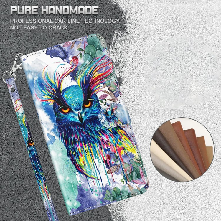 Light Spot Decor Pattern Printing Wallet PU Leather Phone Case for Huawei P smart 2021/Huawei Y7a - Colorful Owl-6