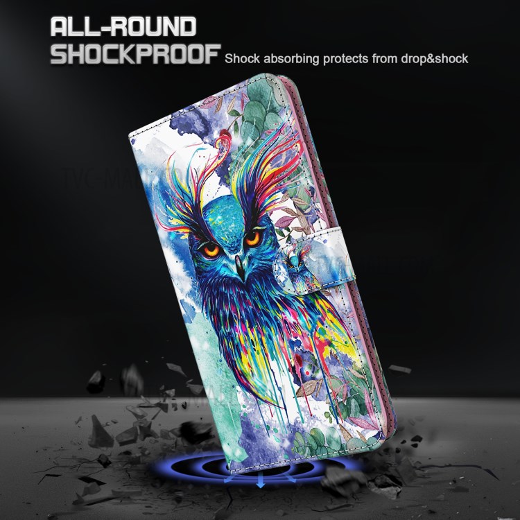 Light Spot Decor Pattern Printing Wallet PU Leather Phone Case for Huawei P smart 2021/Huawei Y7a - Colorful Owl-7