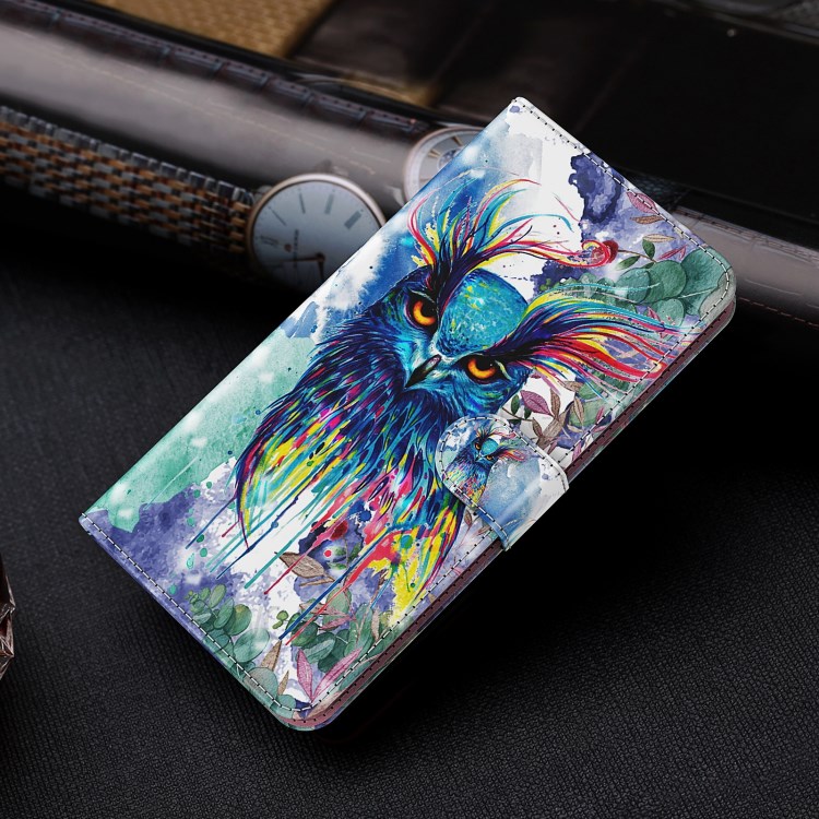 Light Spot Decor Pattern Printing Wallet PU Leather Phone Case for Huawei P smart 2021/Huawei Y7a - Colorful Owl-9