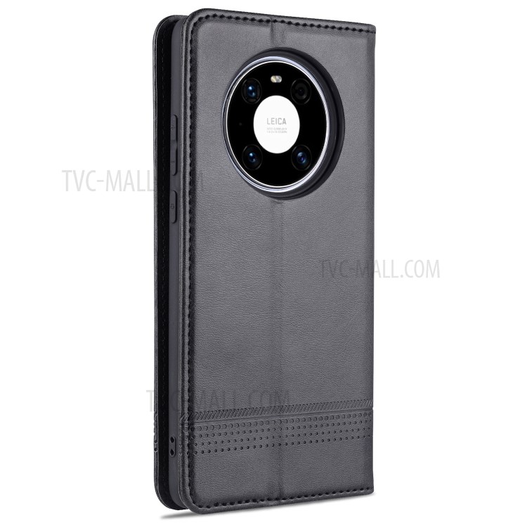 AZNS Magnetic Absorbed Leather Card Holder for Huawei Mate 40 Pro Mobile Phone Cover - Black-3