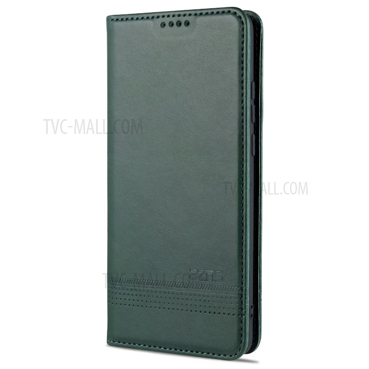 AZNS Magnetic Absorbed Leather Card Holder for Huawei Mate 40 Pro Mobile Phone Cover - Green-2