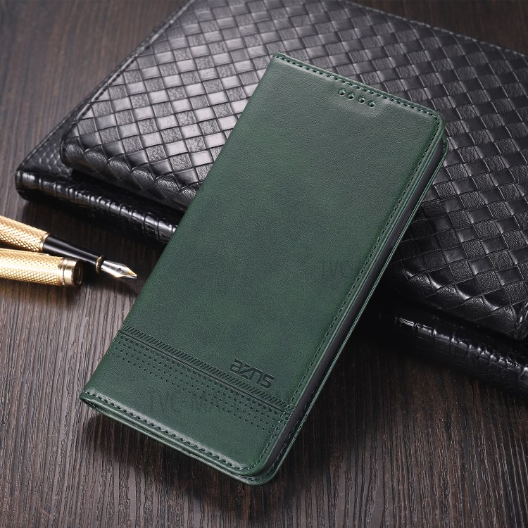 AZNS Magnetic Absorbed Leather Card Holder for Huawei Mate 40 Pro Mobile Phone Cover - Green-5