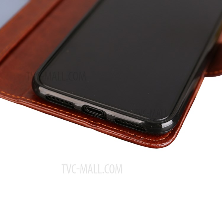 Crazy Horse Texture Leather with Wallet Smartphone Shell for Huawei P smart 2021/Y7a - Brown-5