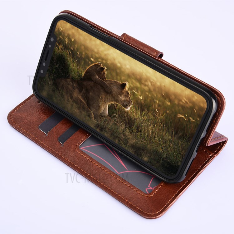 Crazy Horse Texture Leather with Wallet Smartphone Shell for Huawei P smart 2021/Y7a - Brown-7
