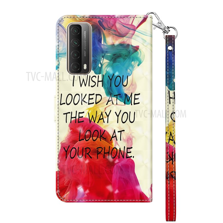 Light Spot Decor Pattern Printing Case for Huawei P smart 2021/Y7a Leather Cover with Lanyard - Sentence-3