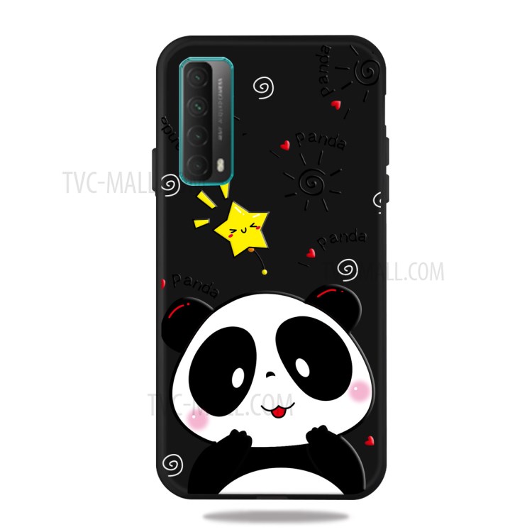 Stampa Motivi Guscio di Custodia TPU Glassata Nera Per Huawei P Smart 2021/y7a - Panda