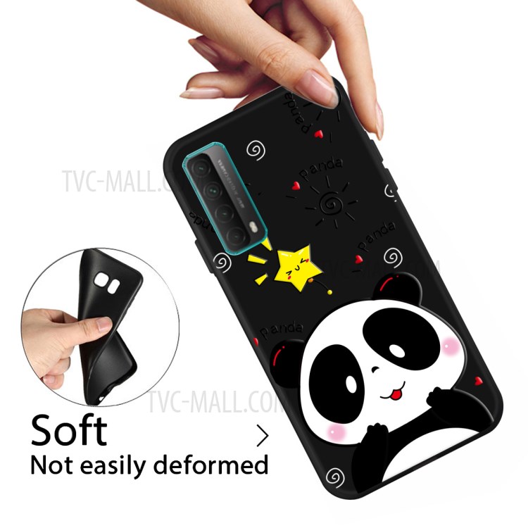 Impression de Motif Black Grosted TPU Case Shell Pour Huawei P Smart 2021 / Y7a - Panda