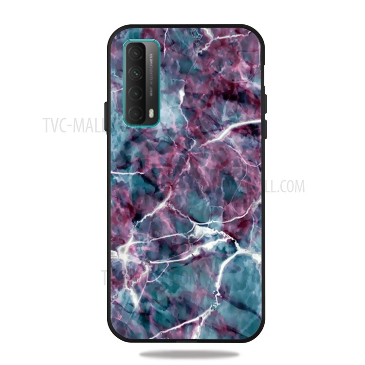 Pattern Printing Black Frosted TPU Case Shell for Huawei P smart 2021/Y7a - Marble Texture-1