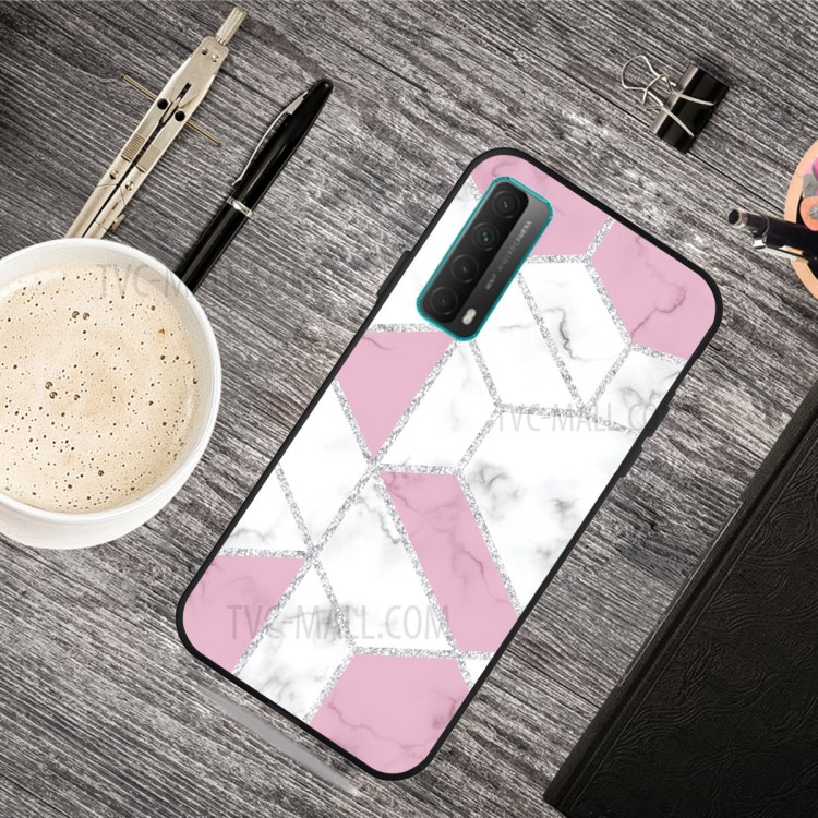 Matte Black TPU for Huawei P smart 2021/Y7a Unique Marble Texture Case - Style C-2