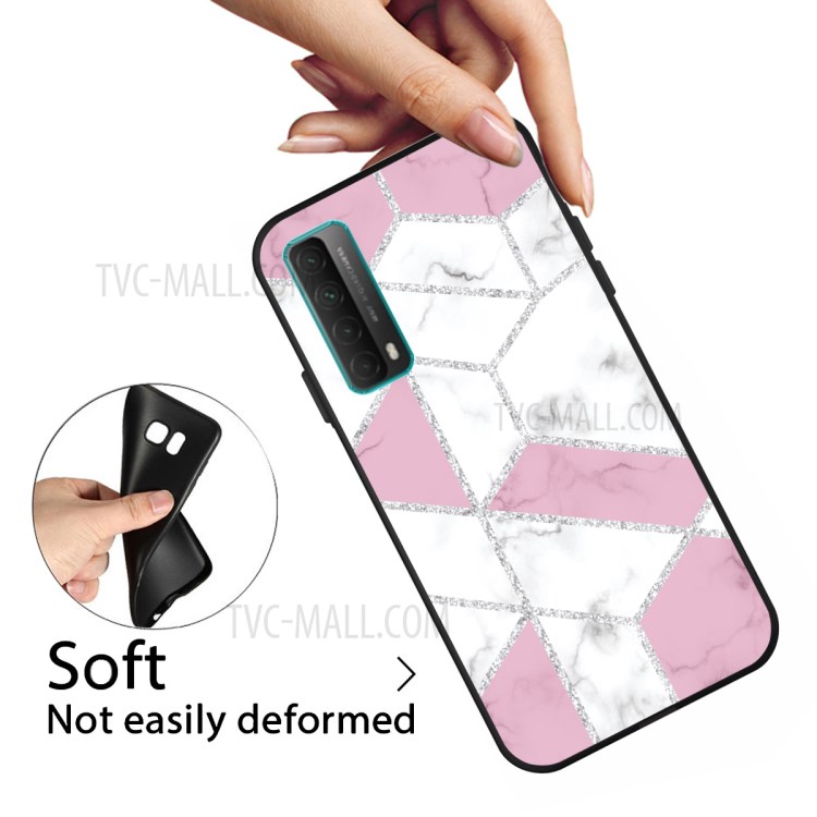 Matte Black TPU for Huawei P smart 2021/Y7a Unique Marble Texture Case - Style C-3