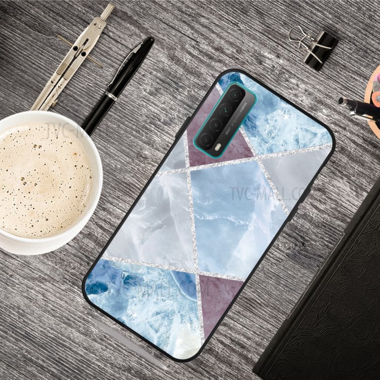 Matte Black TPU for Huawei P smart 2021/Y7a Unique Marble Texture Case - Style E-2