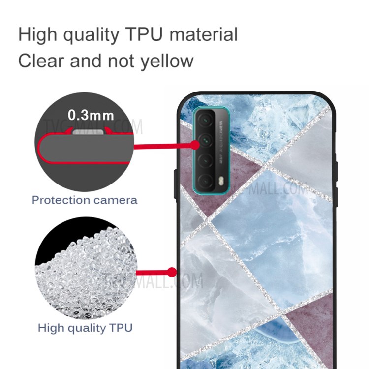 Matte Black TPU for Huawei P smart 2021/Y7a Unique Marble Texture Case - Style E-4
