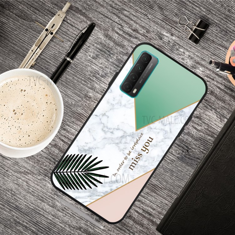 Matte Black TPU for Huawei P smart 2021/Y7a Unique Marble Texture Case - Style G-2