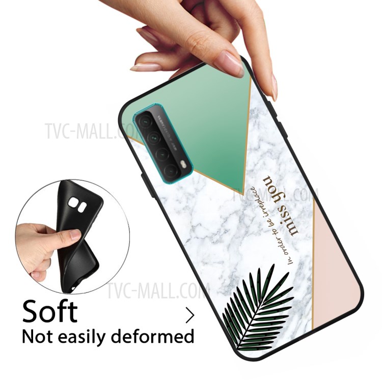 Matte Black TPU for Huawei P smart 2021/Y7a Unique Marble Texture Case - Style G-3
