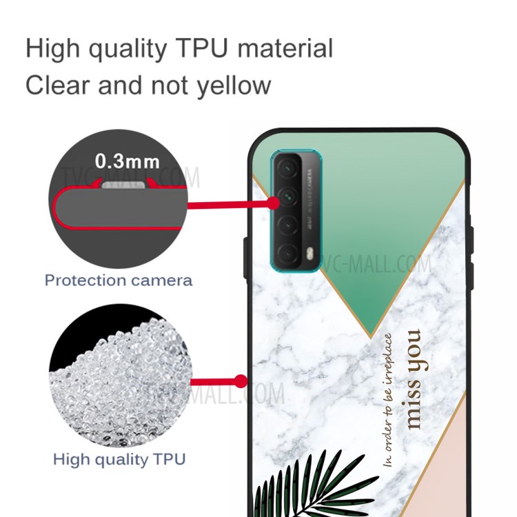 Matte Black TPU for Huawei P smart 2021/Y7a Unique Marble Texture Case - Style G-4