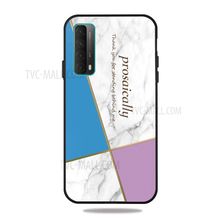 Matte Black TPU for Huawei P smart 2021/Y7a Unique Marble Texture Case - Style H-1