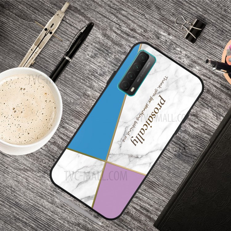 Matte Black TPU for Huawei P smart 2021/Y7a Unique Marble Texture Case - Style H-2