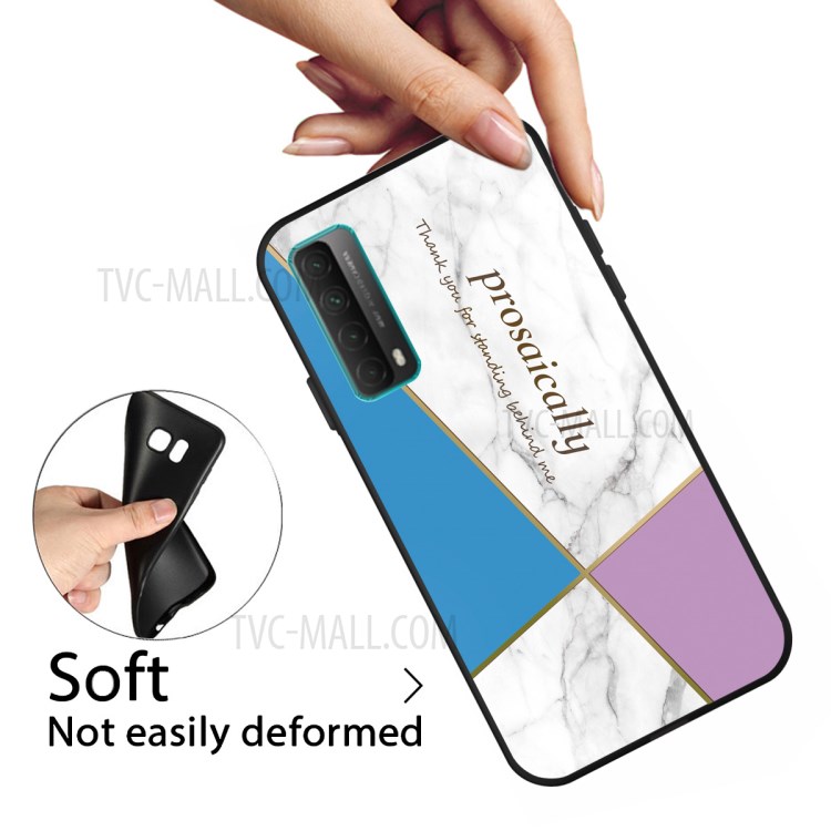 Matte Black TPU for Huawei P smart 2021/Y7a Unique Marble Texture Case - Style H-3