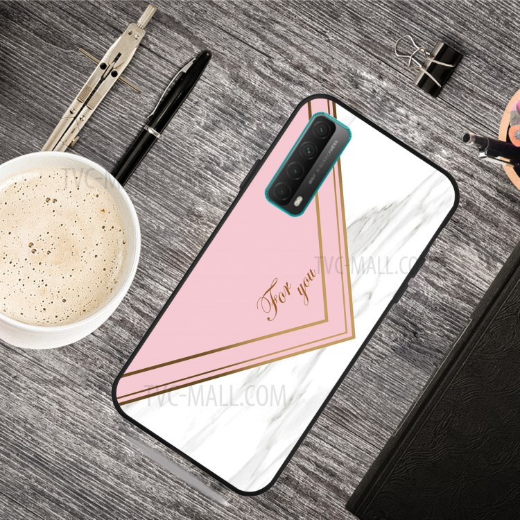 Matte Black TPU for Huawei P smart 2021/Y7a Unique Marble Texture Case - Style I-2
