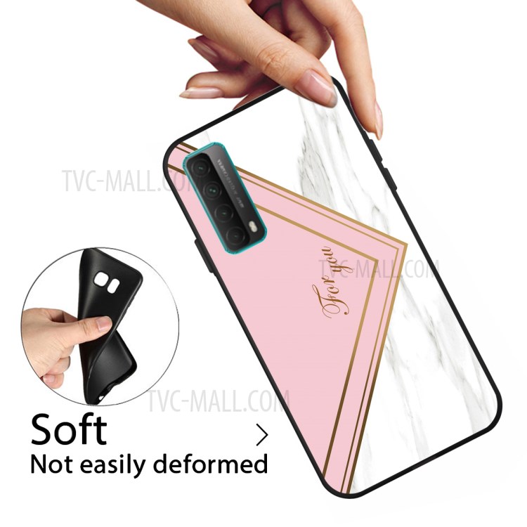 Matte Black TPU for Huawei P smart 2021/Y7a Unique Marble Texture Case - Style I-3