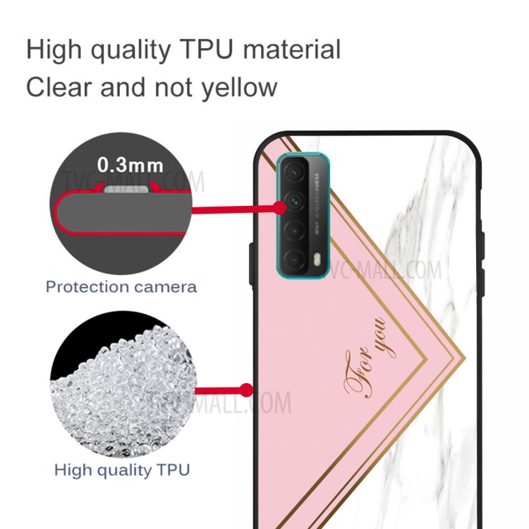 Matte Black TPU for Huawei P smart 2021/Y7a Unique Marble Texture Case - Style I-4