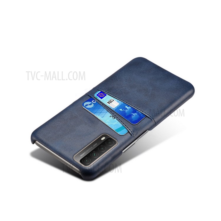 KSQ PC + PU Leather Coated Case with Dual-Card Slots for Huawei P smart 2021 / Y7a - Blue-4