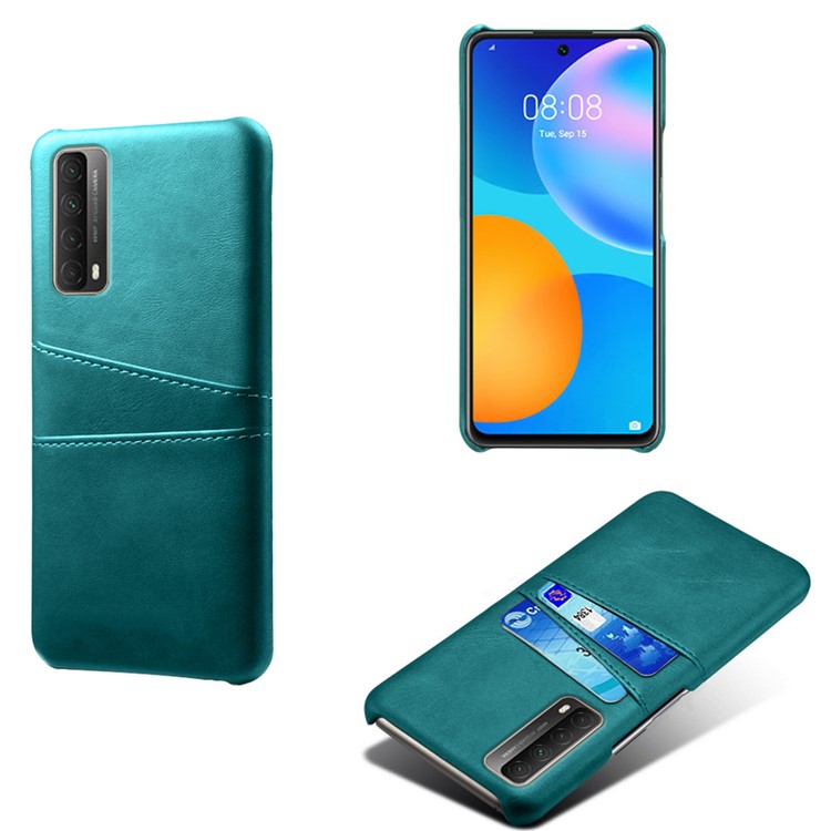 KSQ PC + PU Leather Coated Case with Dual-Card Slots for Huawei P smart 2021 / Y7a - Green-1