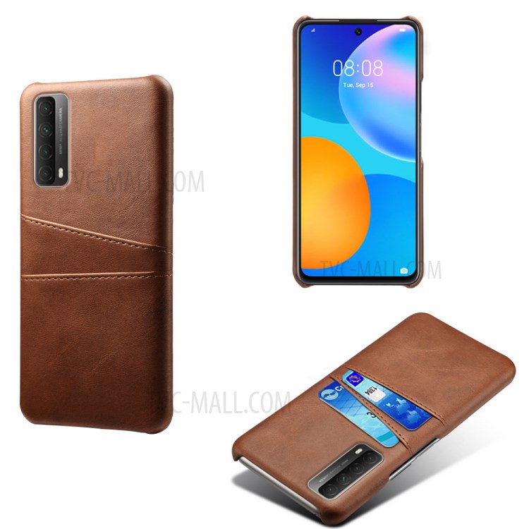 KSQ PC + PU Leather Coated Case with Dual-Card Slots for Huawei P smart 2021 / Y7a - Brown-1