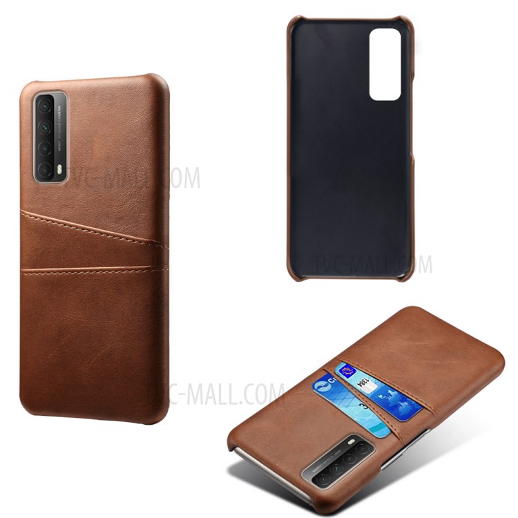 KSQ PC + PU Leather Coated Case with Dual-Card Slots for Huawei P smart 2021 / Y7a - Brown-2