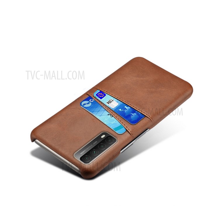 KSQ PC + PU Leather Coated Case with Dual-Card Slots for Huawei P smart 2021 / Y7a - Brown-4